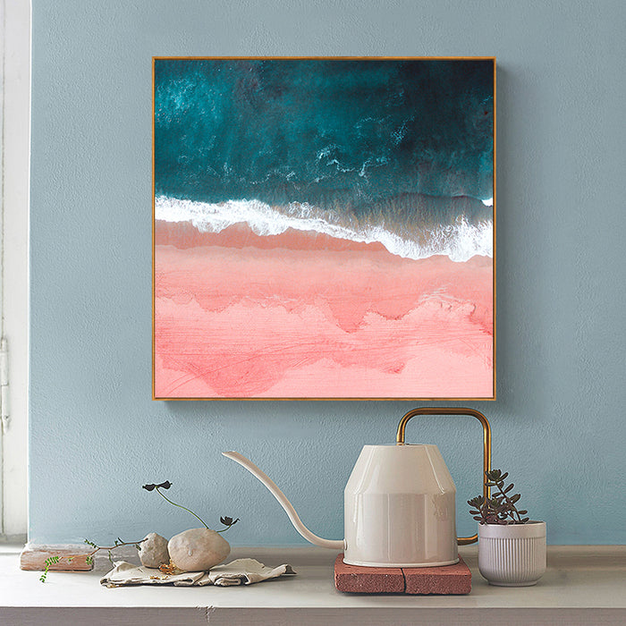 Wall Art 40Cmx40Cm Pink Sea Wood Frame Canvas