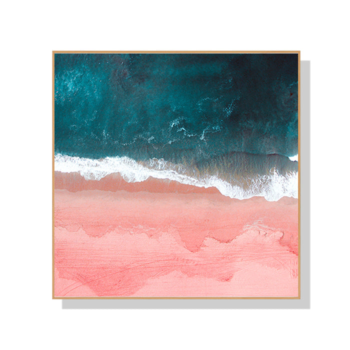 Wall Art 90Cmx90Cm Pink Sea Wood Frame Canvas