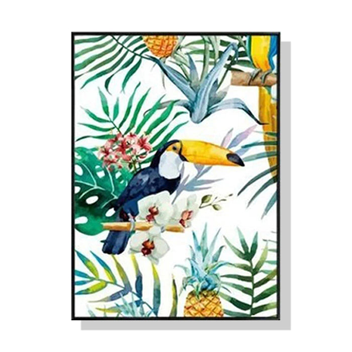 Wall Art 40Cmx60Cm Toucan Plants Black Frame Canvas