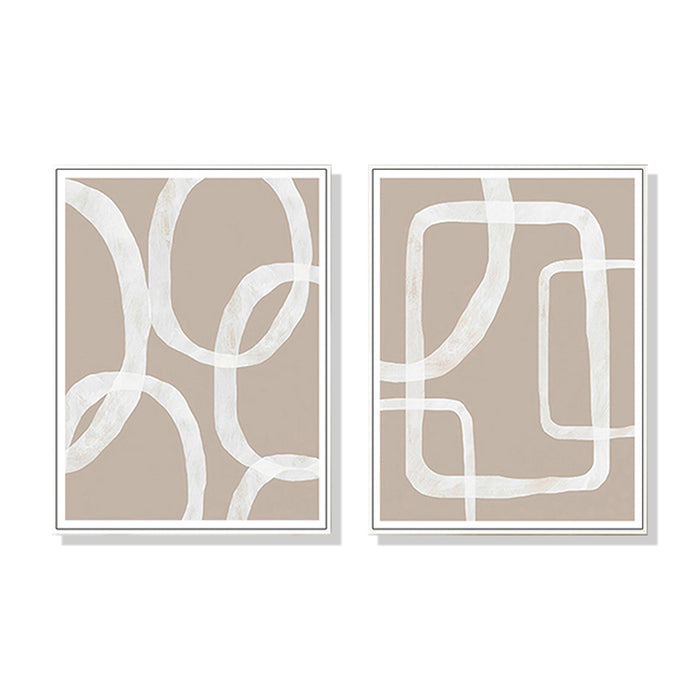 Wall Art 80Cmx120Cm Abstract White Lines 2 Sets White Frame Canvas