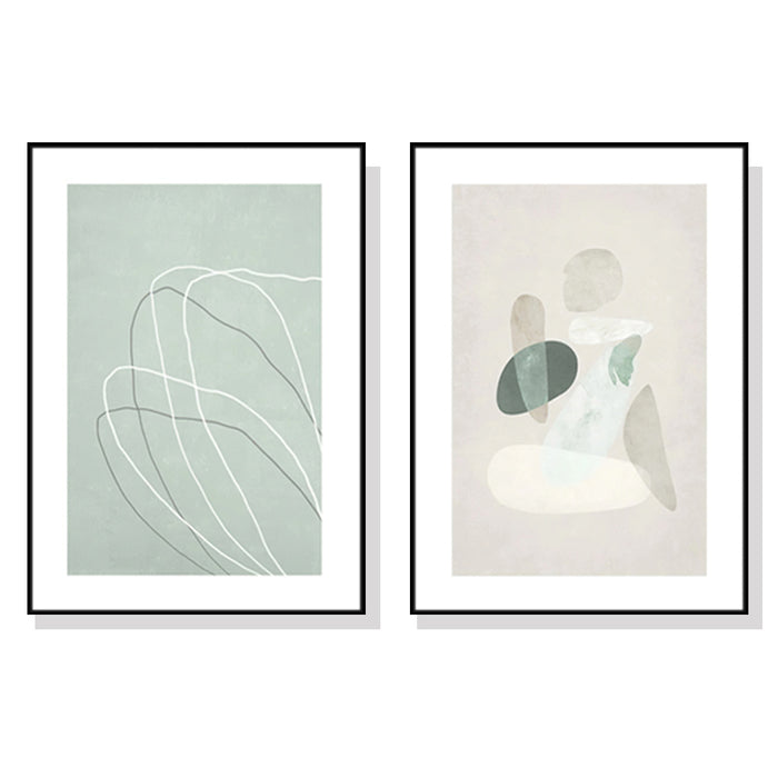 Wall Art 100Cmx150Cm Abstract Body And Lines 2 Sets Black Frame Canvas