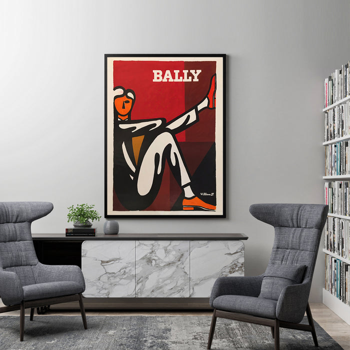 Wall Art 100Cmx150Cm Bally Man By Villemot Black Frame Canvas