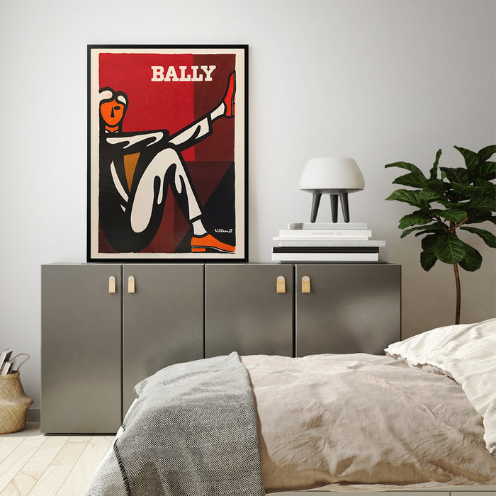 Wall Art 100Cmx150Cm Bally Man By Villemot Black Frame Canvas