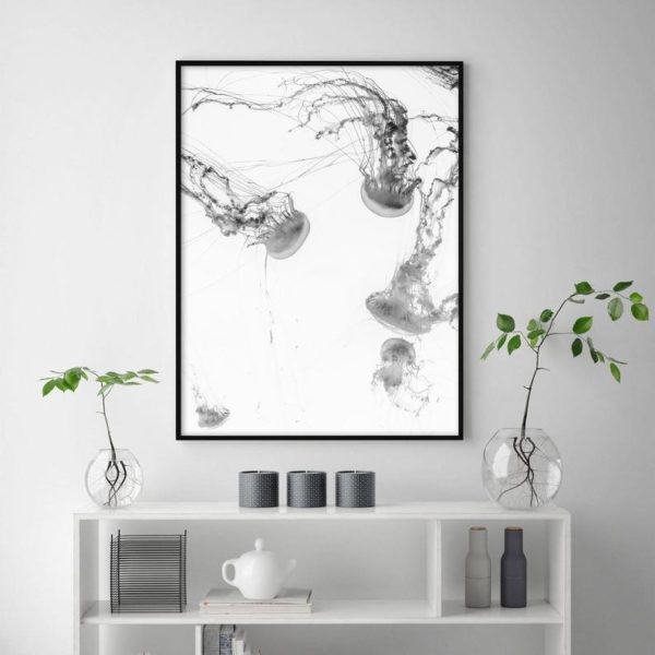 Wall Art 100Cmx150Cm Jellyfish Black Frame Canvas