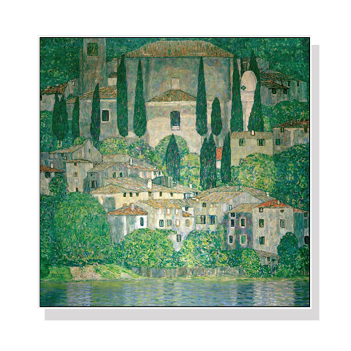 Wall Art 40Cmx40Cm Kirche In Cassone By Gustav Klimt White Frame Canvas