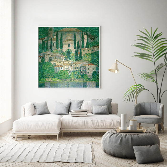 Wall Art 40Cmx40Cm Kirche In Cassone By Gustav Klimt White Frame Canvas