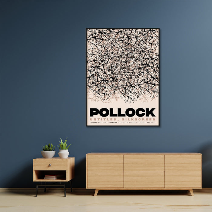 Wall Art 90Cmx135Cm Jackson Pollock Exhibition Ii Black Frame Canvas