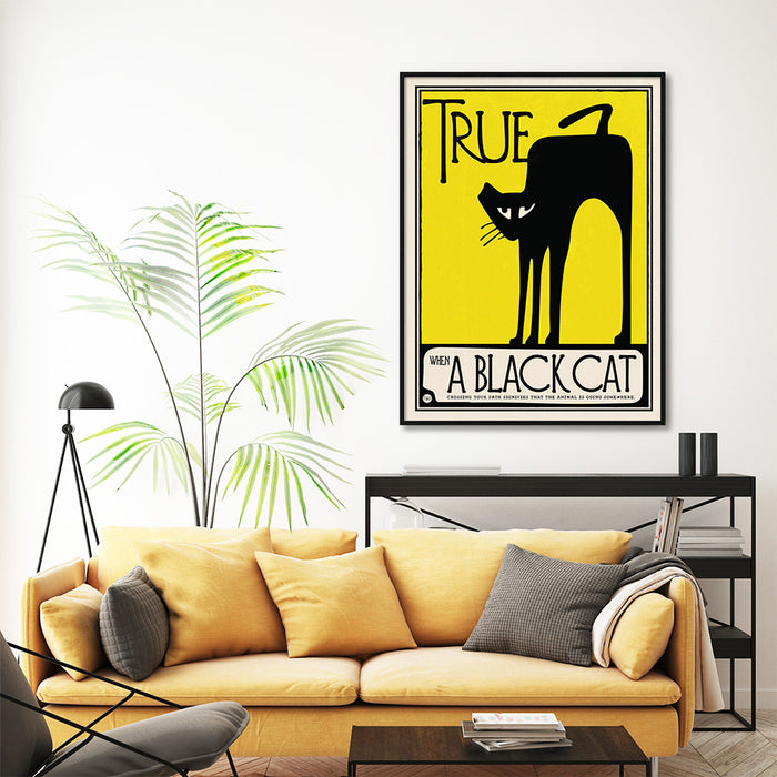 Wall Art 90Cmx135Cm Black Cat Black Frame Canvas