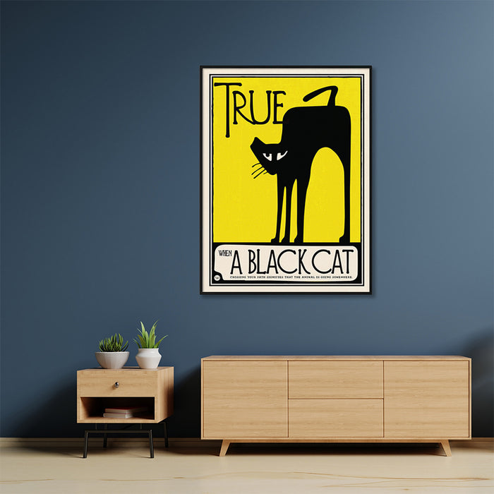 Wall Art 90Cmx135Cm Black Cat Black Frame Canvas
