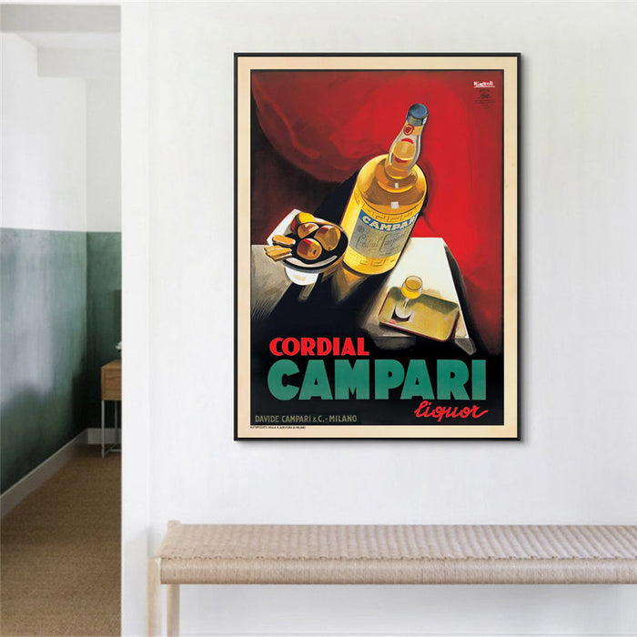 Wall Art 100Cmx150Cm Cordial Campari Liquor Black Frame Canvas