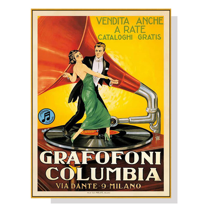 Wall Art 100Cmx150Cm Grafofoni Columbia Gold Frame Canvas