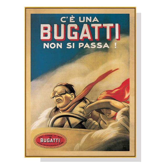 Wall Art 40Cmx60Cm Bugatti Gold Frame Canvas