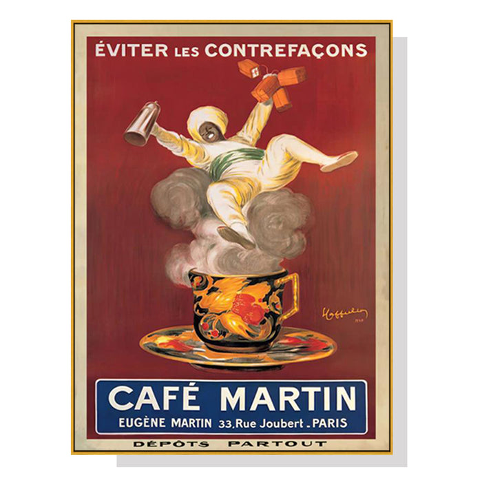 Wall Art 90Cmx135Cm Cafe Martin Gold Frame Canvas