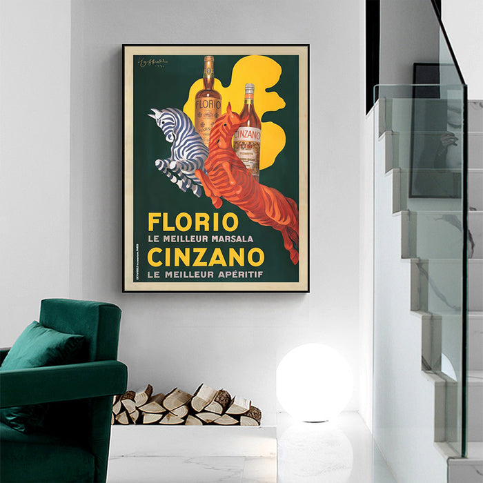 Wall Art 90Cmx135Cm Florio Cinzano Black Frame Canvas