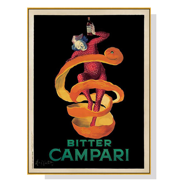 Wall Art 100Cmx150Cm Bitter Campari Gold Frame Canvas