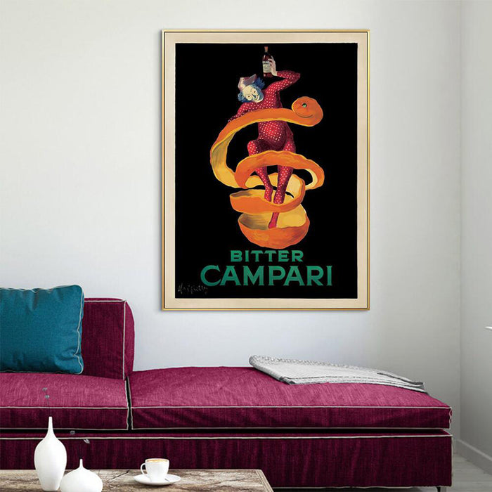 Wall Art 100Cmx150Cm Bitter Campari Gold Frame Canvas
