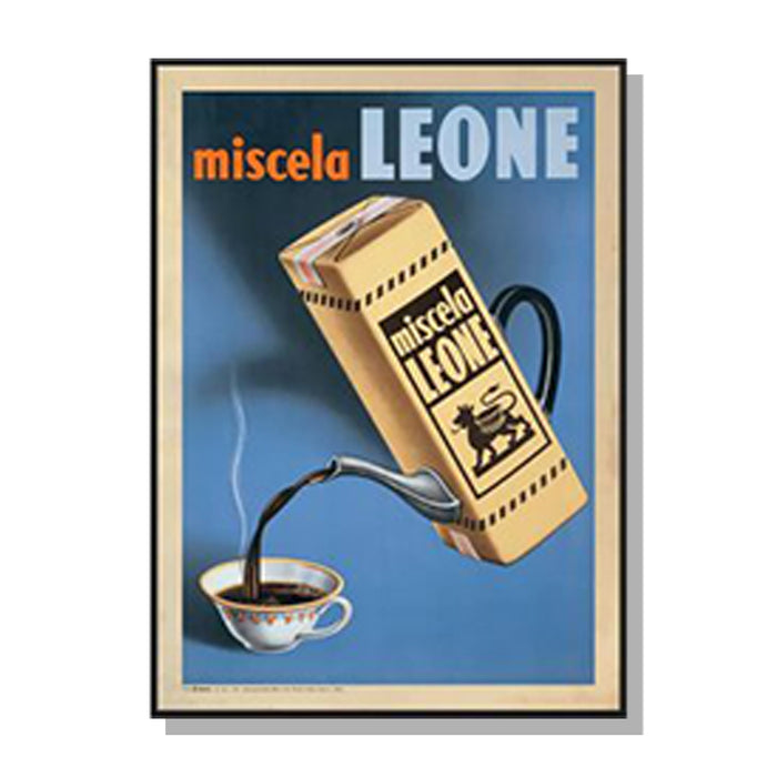Wall Art 40Cmx60Cm Miscela Leone 1950 Black Frame Canvas