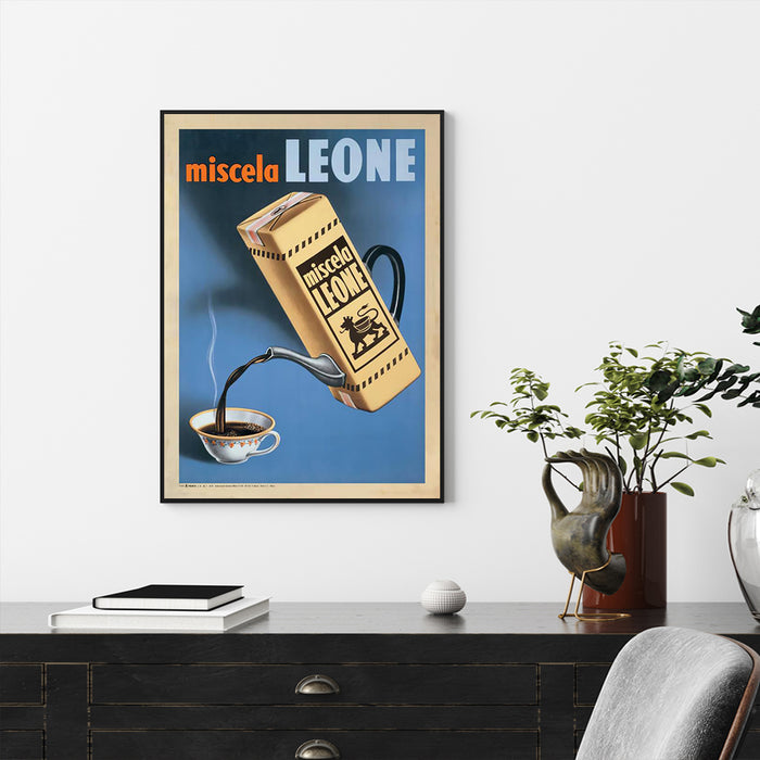 Wall Art 40Cmx60Cm Miscela Leone 1950 Black Frame Canvas