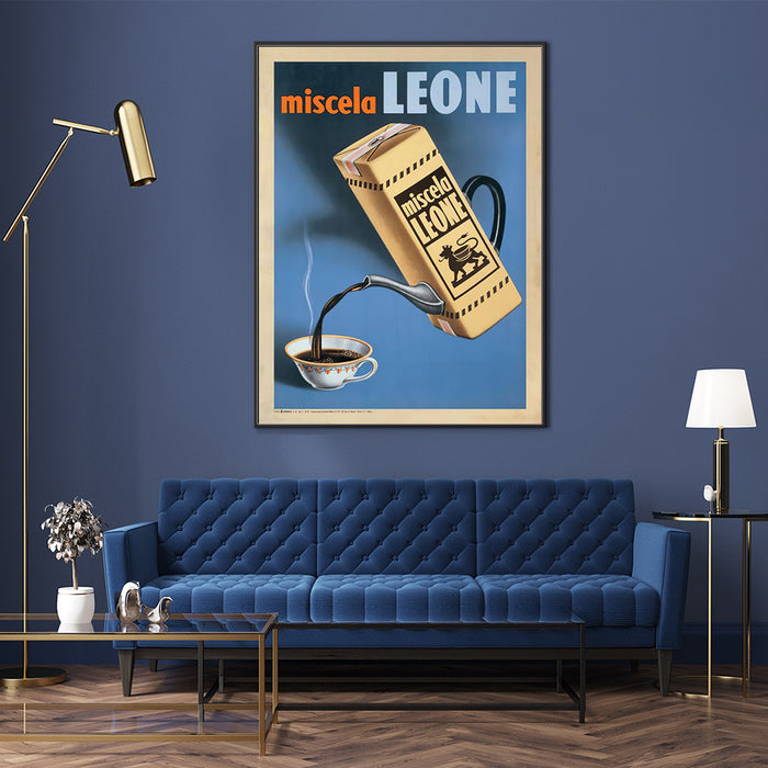 Wall Art 100Cmx150Cm Miscela Leone 1950 Black Frame Canvas