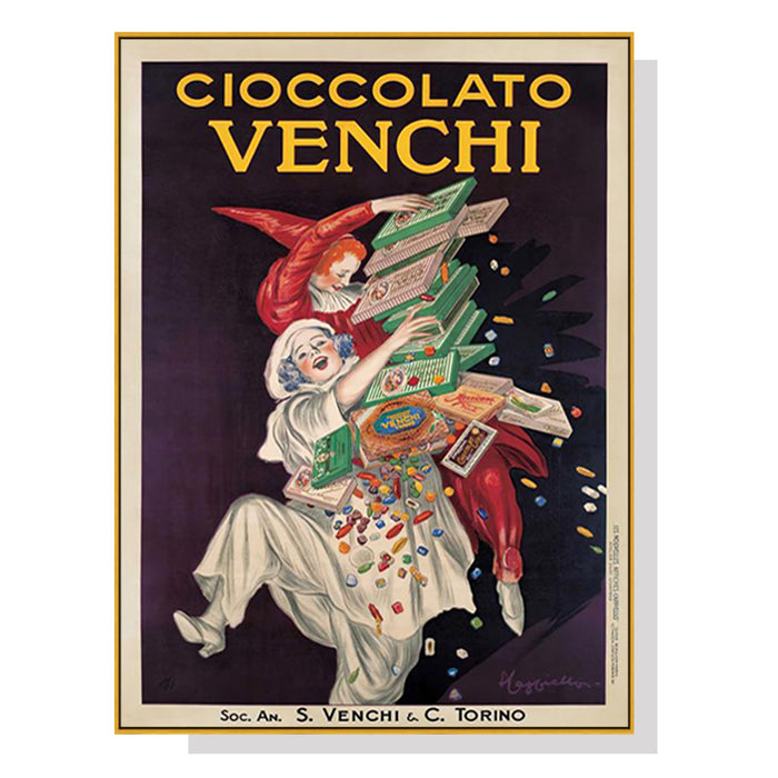Wall Art 100Cmx150Cm Cioccolato Venchi Vintage Gold Frame Canvas