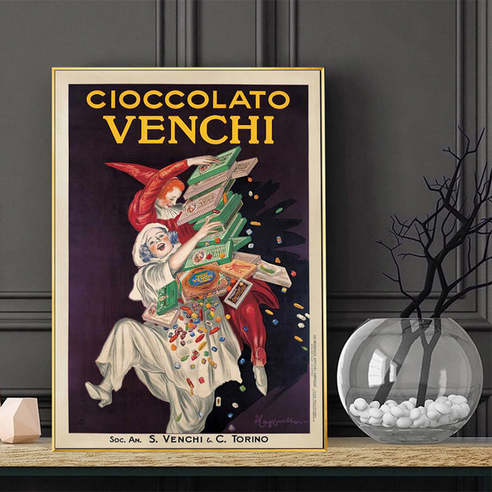 Wall Art 100Cmx150Cm Cioccolato Venchi Vintage Gold Frame Canvas