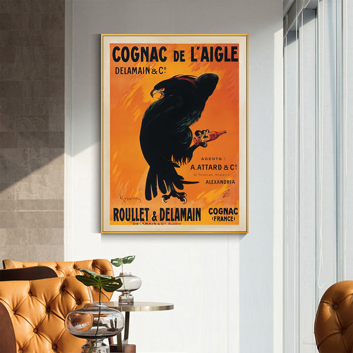 Wall Art 100Cmx150Cm Cognac De L’Aigle Gold Frame Canvas