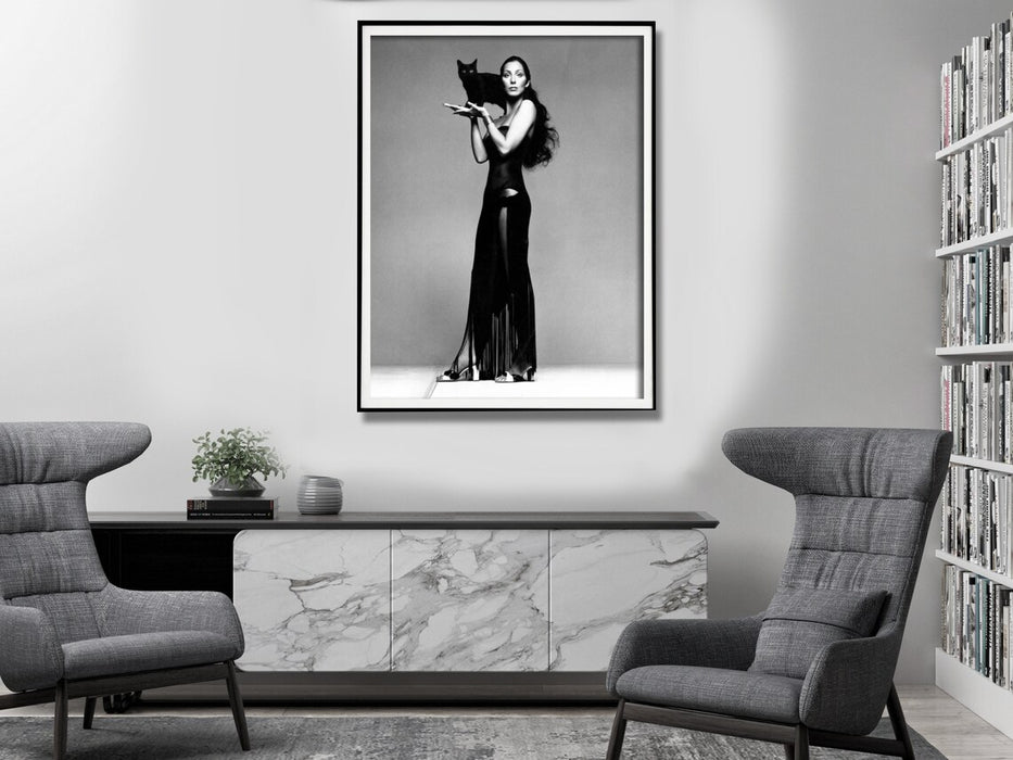 Wall Art 30Cmx40Cm Cher Music Black And White Black Frame Canvas