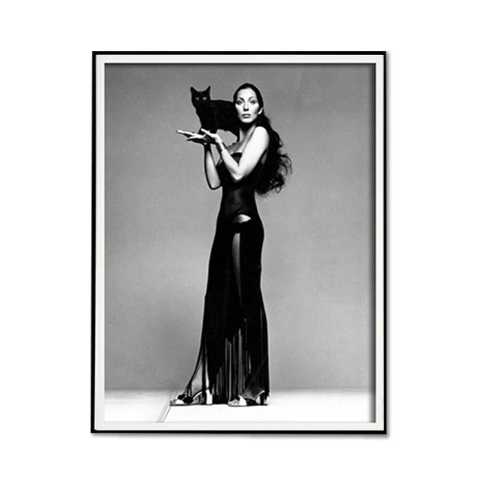 Wall Art 70Cmx100Cm Cher Music Black And White Black Frame Canvas