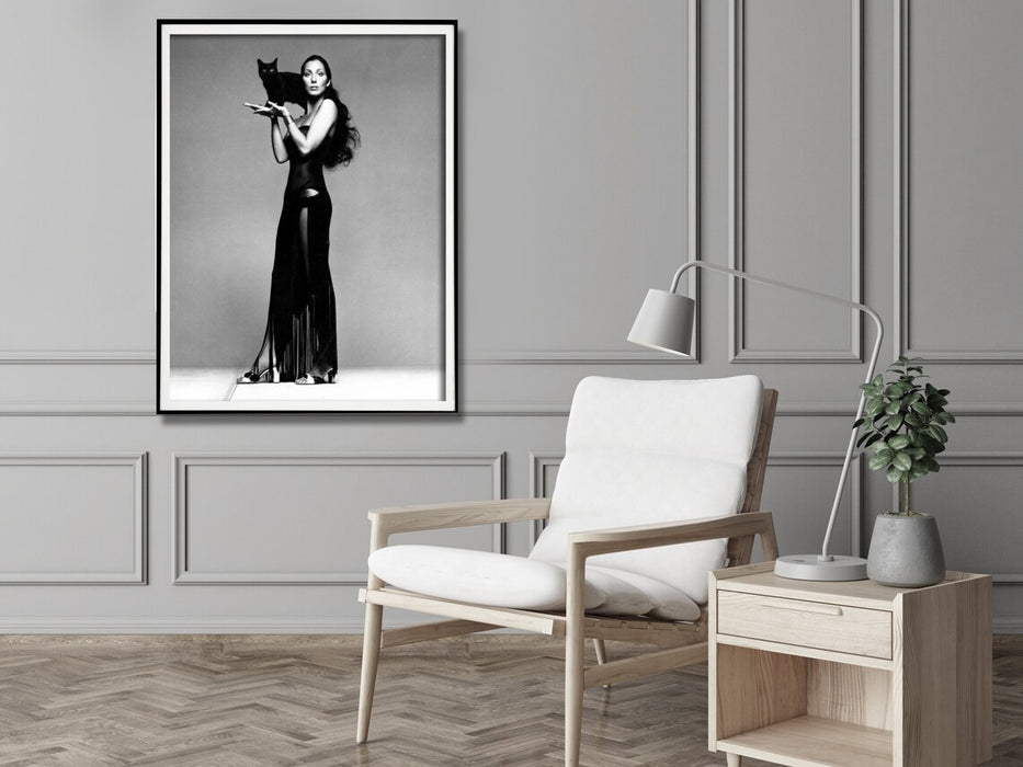 Wall Art 90Cmx135Cm Cher Music Black And White Black Frame Canvas