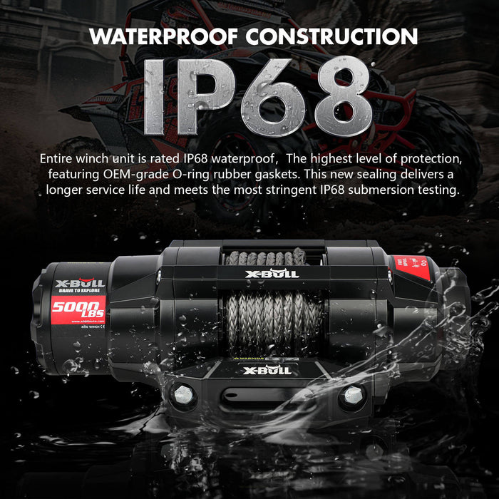 5000Lbs Electric Winch 12V Synthetic Rope Atv Utv Boat Upgraded Version