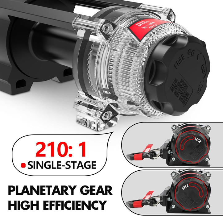 6000Lbs Electric Winch 12V Synthetic Rope Towing Trailer Atv Utv Boat Upgraded Version