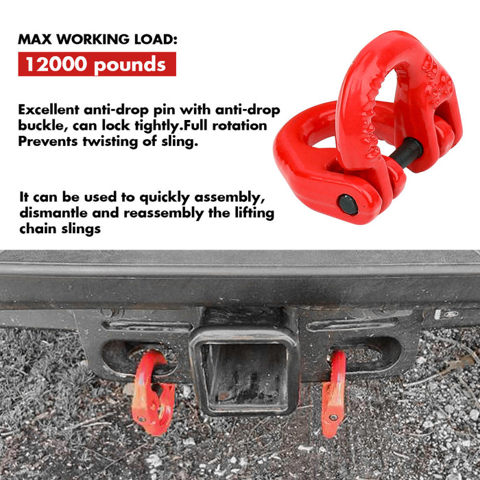 2X 6Mm Hammerlock+ Eye Sling Hook Safety Chain Caravan Trailer Connecting Extend