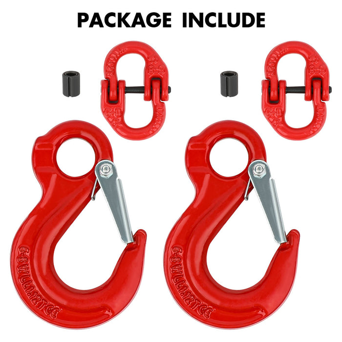 2X 6Mm Hammerlock+ Eye Sling Hook Safety Chain Caravan Trailer Connecting Extend