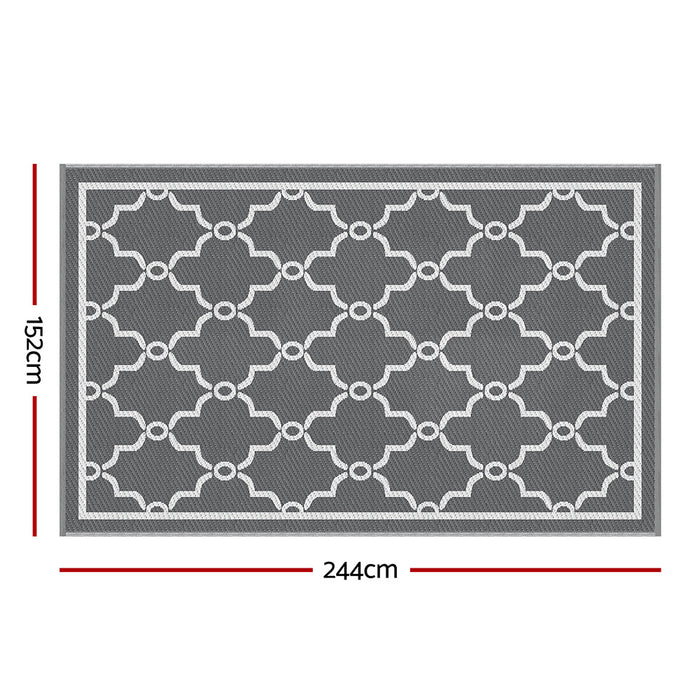 Outdoor Rugs 152X244Cm Large Carpet Reversible Area Mat Pp Dual-Sided Patio Rug Maroc