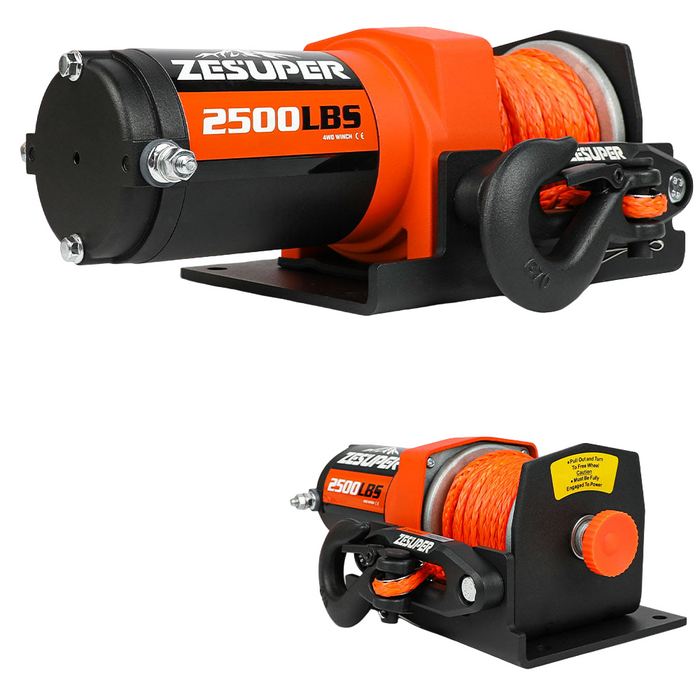 12V Electric Winch 2500Lbs Synthetic Rope Wireless Remote Atv Utv Boat