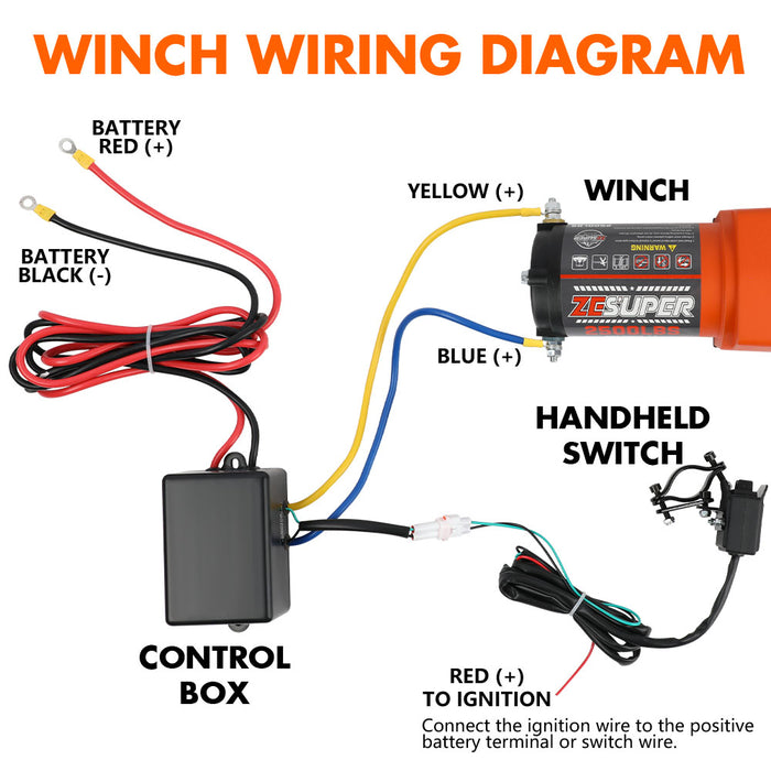 12V Electric Winch 2500Lbs Synthetic Rope Wireless Remote Atv Utv Boat