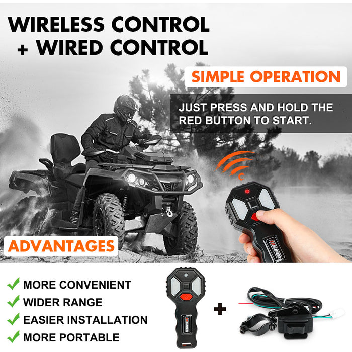 12V Electric Winch 3000Lbs Synthetic Rope Wireless Remote Atv Utv Boat