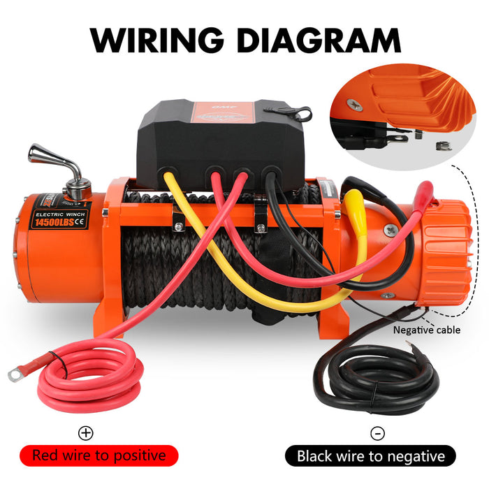 12V Electric Winch 14500Lbs Synthetic Rope Wireless Remote Atv Utv 4Wd