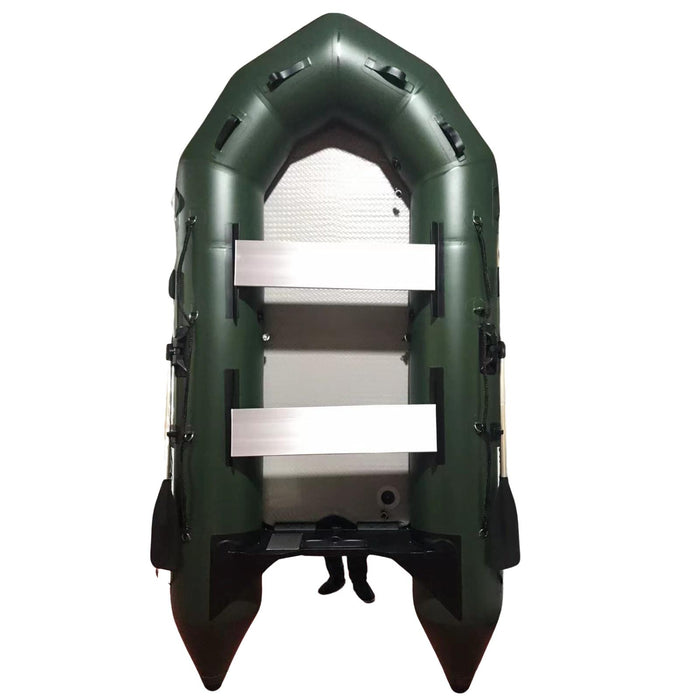 3.6M Inflatable Boat Dinghy Tender Pontoon Rescue & Dive Boat Fishing Boat With Hard Air-Deck Floor - Green