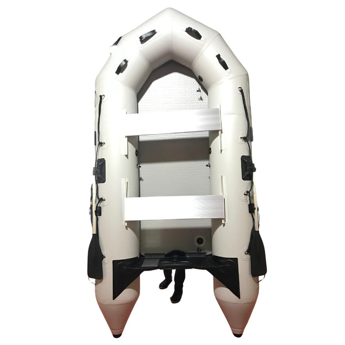 3M Inflatable Boat Dinghy Tender Pontoon Rescue & Dive Boat Fishing Boat With Hard Air-Deck Floor - Grey