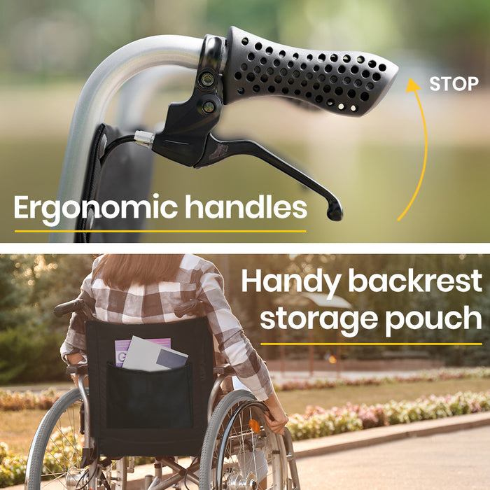 24 Inch Portable Folding Wheelchair 24" Mobility Wheel Chair Alloy Senior Elderly Aid