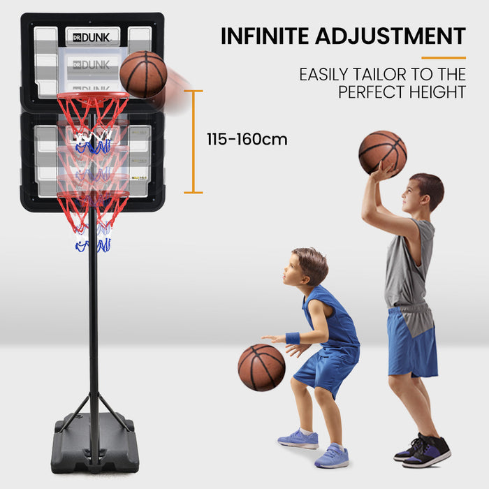 Portable Kids Basketball Hoop Stand System 1.15M To 1.60M Height Adjustable