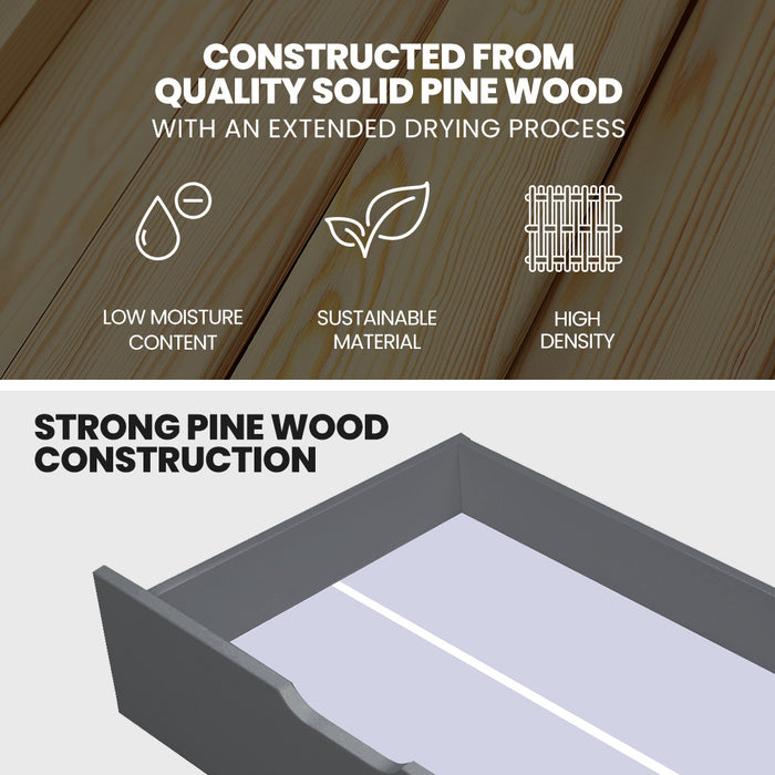 Trundle Storage Under Bunk Bed Drawers 2 Pieces Grey