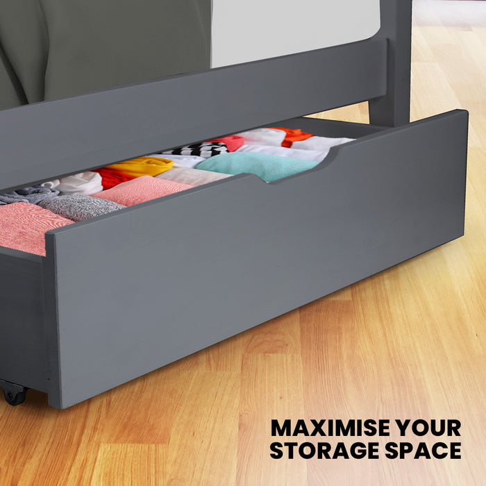 Trundle Storage Under Bunk Bed Drawers 2 Pieces Grey