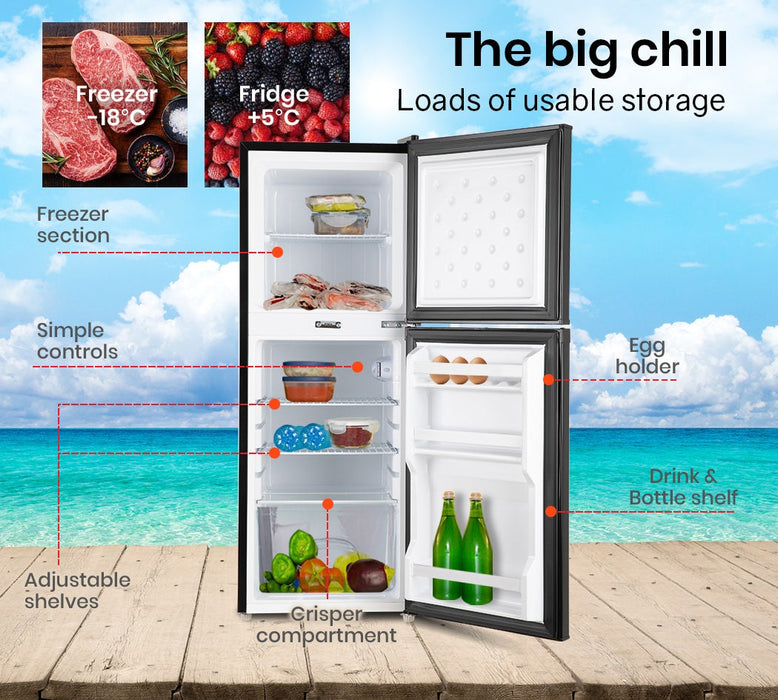 125L Portable Fridge Freezer Camping Motorhome Caravan Upright Fridges 12V / 24V / 240V Black