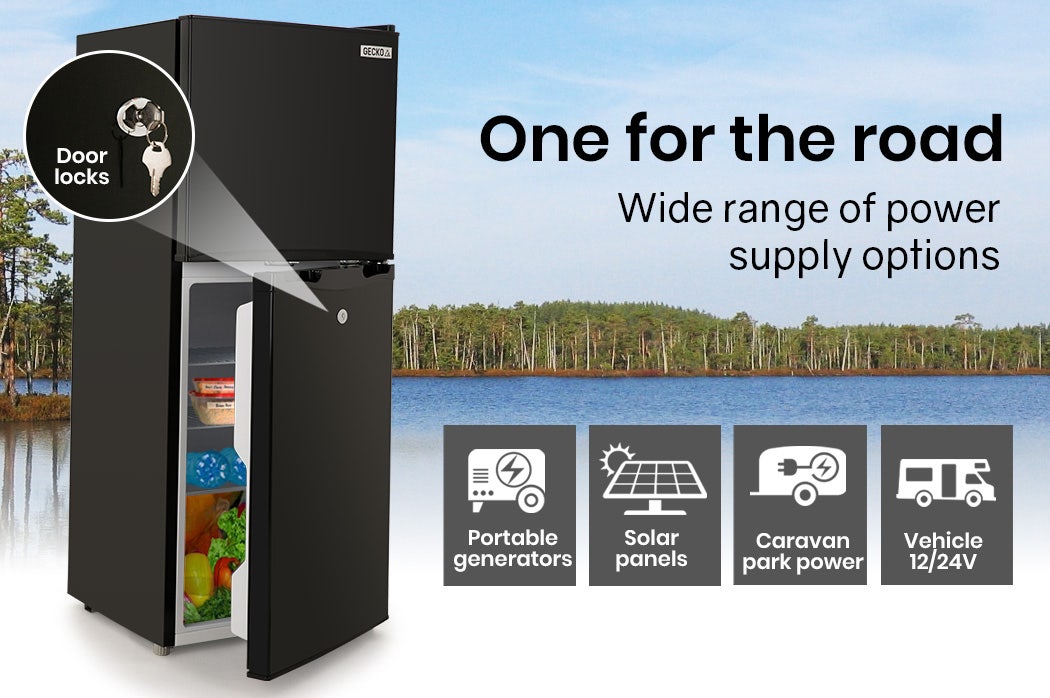 125L Portable Fridge Freezer Camping Motorhome Caravan Upright Fridges 12V / 24V / 240V Black