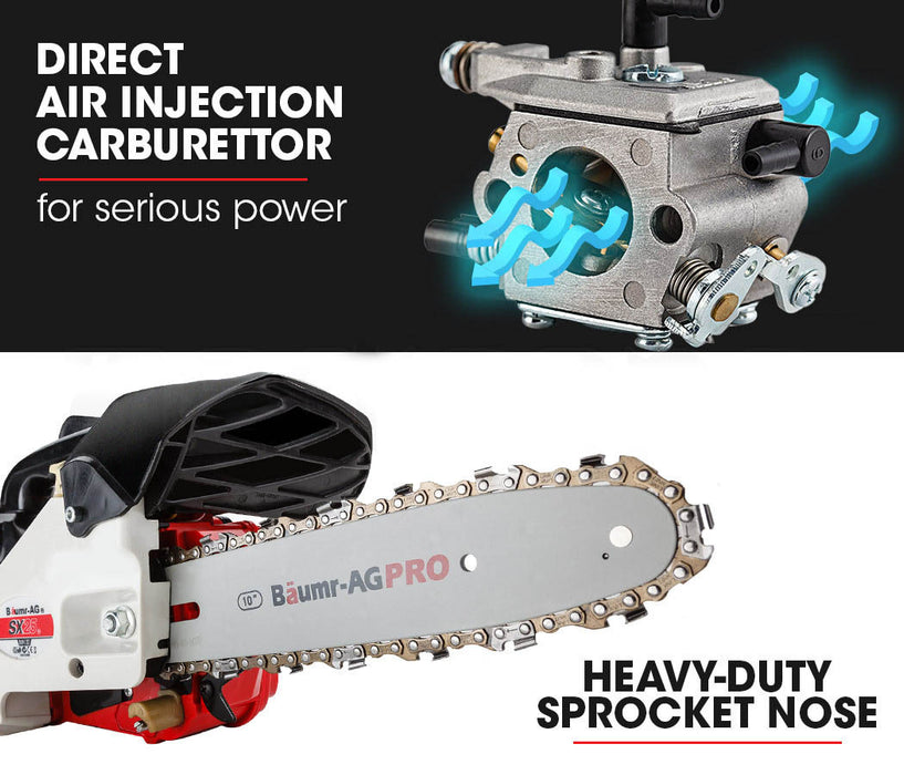 25Cc Petrol Chainsaw Arborist 10 Bar Tree Pruning Garden Chain Saw