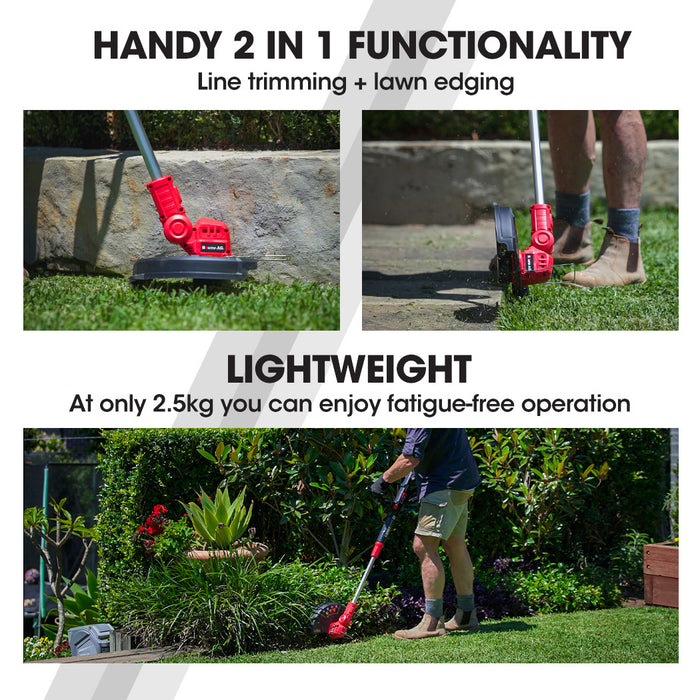 20V Cordless Line Trimmer Electric Whipper Snipper & Leaf Blower Combo Kit Battery Charger