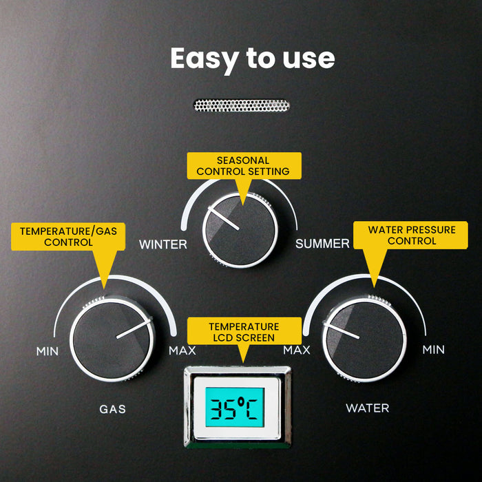 Portable Gas Outdoor Camping Hot Water Heater System With 12V Pump Shower Head Black