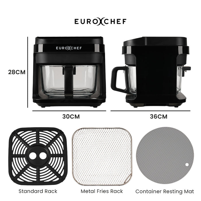 6.5L Air Fryer Electric Digital Airfryer With Glass Container Black